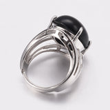 Gemstone Oval Jasper Wide Smooth Polished Snowflake Band Ring Silver Red 4mm R199