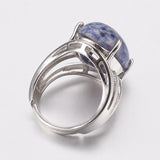 Gemstone Oval Jasper Wide Smooth Polished Snowflake Band Ring Silver Red 4mm R199