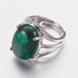 Gemstone Oval Jasper Wide Smooth Polished Snowflake Band Ring Silver Red 4mm R199
