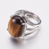 Gemstone Oval Jasper Wide Smooth Polished Snowflake Band Ring Silver Red 4mm R199