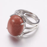 Gemstone Oval Jasper Wide Smooth Polished Snowflake Band Ring Silver Red 4mm R199 product image 2