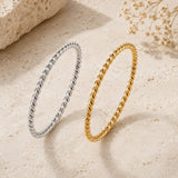 Stainless Steel Wide Size 6-8.3 Womens Shiny Twisted All Visible Ring Silver Gold 1mm R200 product image 1