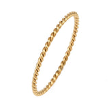 Stainless Steel Wide Size 6-8.3 Womens Shiny Twisted All Visible Ring Silver Gold 1mm R200