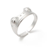 Stainless Steel Frog Womens Polished Cat Ears Open Band Curved Sections Adjustable Cuff Ring Silver R202 product image 1