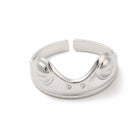 Stainless Steel Frog Womens Polished Cat Ears Open Band Curved Sections Adjustable Cuff Ring Silver R202 product image 2