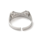 Stainless Steel Frog Womens Polished Cat Ears Open Band Curved Sections Adjustable Cuff Ring Silver R202 product image 3