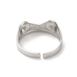 Stainless Steel Frog Womens Polished Cat Ears Open Band Curved Sections Adjustable Cuff Ring Silver R202 product image 3