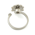 Cubic Zirconia Enamel Daisy Fidget Spinner Worry Flower Adjustable Cuff Ring Gold R203