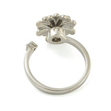 Cubic Zirconia Enamel Daisy Fidget Spinner Worry Flower Adjustable Cuff Ring Gold R203