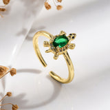 18K Gold-Plated Cubic Zirconia Micro Pave Turtle Polished Adjustable Open Cuff Ring R207 product image 2