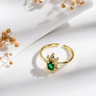 18K Gold-Plated Cubic Zirconia Micro Pave Turtle Polished Adjustable Open Cuff Ring R207 product image 3