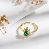18K Gold-Plated Cubic Zirconia Micro Pave Turtle Polished Adjustable Open Cuff Ring R207 product image 3
