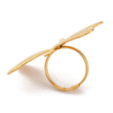 Stainless Steel Statement Dragonfly Textured Adjustable Open Cuff Ring Silver Gold R208