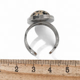 Stainless Steel Gemstone Oval Tiger Eye Carnelian Snowflake Adjustable Open Cuff Ring Blue White Silver R209
