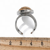 Stainless Steel Gemstone Oval Tiger Eye Carnelian Snowflake Adjustable Open Cuff Ring Blue White Silver R209