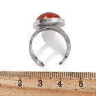 Stainless Steel Gemstone Oval Tiger Eye Carnelian Snowflake Adjustable Open Cuff Ring Blue White Silver R209