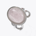 Stainless Steel Gemstone Oval Tiger Eye Carnelian Snowflake Adjustable Open Cuff Ring Blue White Silver R209