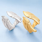 18K Gold-Plated Stainless Steel Wing Fashion Womens Polished Open Ring Silver R214 product image 2
