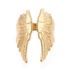 18K Gold-Plated Stainless Steel Wing Fashion Womens Polished Open Ring Silver R214