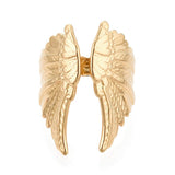 18K Gold-Plated Stainless Steel Wing Fashion Womens Polished Open Ring Silver R214