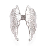 18K Gold-Plated Stainless Steel Wing Fashion Womens Polished Open Ring Silver R214