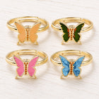 Enamel Spinner Butterfly Fidget Rotating Peachpuff Polished Shiny Adjustable Ring Gold R216 product image 1