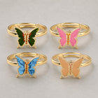 Enamel Spinner Butterfly Fidget Rotating Peachpuff Polished Shiny Adjustable Ring Gold R216 product image 2