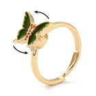 Enamel Spinner Butterfly Fidget Rotating Peachpuff Polished Shiny Adjustable Ring Gold R216