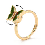 Enamel Spinner Butterfly Fidget Rotating Peachpuff Polished Shiny Adjustable Ring Gold R216
