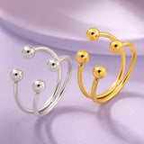 18K Gold-Plated Stainless Steel Round Smooth Polished Adjustable Open Cuff Ring Silver R217 product image 2