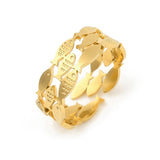 18K Gold-Plated Stainless Steel Fish Wide Band Polished Adjustable Open Cuff Ring R218 product image 1