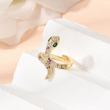 18K Gold-Plated Cubic Zirconia Micro Pave Snake Wide Polished Open Ring 24mm R221 product image 1