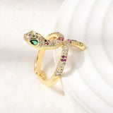 18K Gold-Plated Cubic Zirconia Micro Pave Snake Wide Polished Open Ring 24mm R221 product image 3