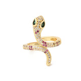 18K Gold-Plated Cubic Zirconia Micro Pave Snake Wide Polished Open Ring 24mm R221 product image 4