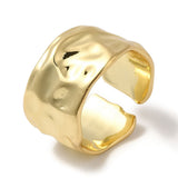 18K Gold-Plated Wide Band Mens Womens Polished Textured Shiny Adjustable Open Cuff Ring R222 product image 1