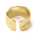 18K Gold-Plated Wide Band Mens Womens Polished Textured Shiny Adjustable Open Cuff Ring R222 product image 3