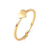 18K Gold-Plated Stainless Steel Heart Polished Circle Adjustable Open Cuff Ring R223 product image 1