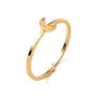 18K Gold-Plated Stainless Steel Moon Smooth Textured Shiny Adjustable Open Cuff Ring R224 product image 1