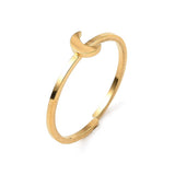 18K Gold-Plated Stainless Steel Moon Smooth Textured Shiny Adjustable Open Cuff Ring R224 product image 1