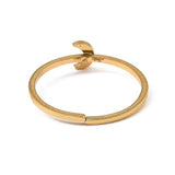18K Gold-Plated Stainless Steel Moon Smooth Textured Shiny Adjustable Open Cuff Ring R224 product image 3
