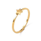 18K Gold-Plated Stainless Steel Star Smooth Textured Adjustable Open Cuff Ring R225 product image 1