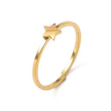 18K Gold-Plated Stainless Steel Star Smooth Textured Adjustable Open Cuff Ring R225 product image 1