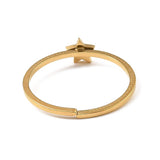18K Gold-Plated Stainless Steel Star Smooth Textured Adjustable Open Cuff Ring R225 product image 3