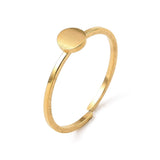 18K Gold-Plated Stainless Steel Round Smooth Polished Textured Adjustable Open Cuff Ring R226 product image 1
