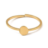 18K Gold-Plated Stainless Steel Round Smooth Polished Textured Adjustable Open Cuff Ring R226 product image 2