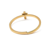 18K Gold-Plated Stainless Steel Cross Religious Smooth Adjustable Open Cuff Ring R227 product image 3