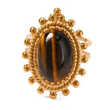 Stainless Steel Oval Tiger Eye Mens Womens Polished Adjustable Cuff Ring Gold R229 product image 2