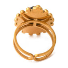 Stainless Steel Oval Tiger Eye Mens Womens Polished Adjustable Cuff Ring Gold R229 product image 3
