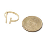 18K Gold-Plated Stainless Steel Womens Smooth Textured Adjustable Open Cuff Ring Silver R235