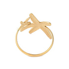 18K Gold-Plated Stainless Steel Starfish Textured Star Adjustable Open Cuff Ring Silver R236